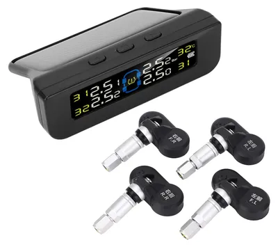 Obrázok produktu pre Bezdrôtový solárny systém monitorovania tlaku v pneumatikách (TPMS) s 4 senzormi a LCD displejom pre automobily