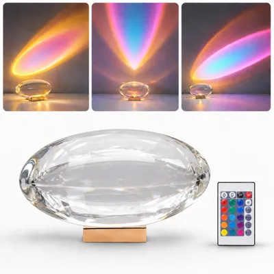 Produktbild von RGB Kristalllampe mit 16 Farben, LED Tischlampe Nachtlicht mit Fernbedienung 5 Helligkeiten Dimmbar Atmosphärenlicht für Schlafzimmer Wohnzimmer Party