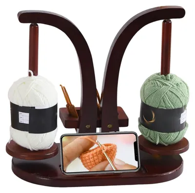 Productafbeelding van Omgoods - Houten Wolhouder met Magnetische Basis voor Breiliefhebbers