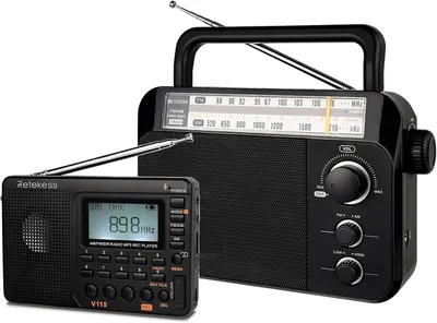 Image de Retekess V115 Radio AM FM, radios portables à ondes courtes et Retekess TR604 Radio AM FM, radio analogique à transistors, avec 3 piles D, courant alternatif