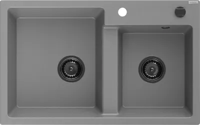 Produktbild von Mexen Tomas 2-Becken-Granit-Spülbecken 800 x 500 mm, Grau, Siphon Schwarz - 6516802000-71-B