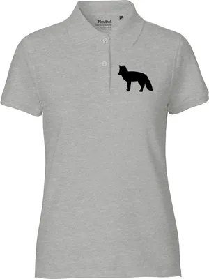 Produktbild von Huuraa Damen Polo Shirt Fuchs Silhouette XL Sport Grey Bio Baumwolle Fairtrade Poloshirt Geschenkidee