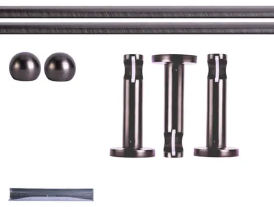 Produktbild von Gardinenstange Set, 1-läufig, ⌀ 19 mm, 280 cm, anthrazit + Wand, Kugel-Ball Komplettset mit Halterungen & Endstücke, Vorhangstange in Silber, Rot-Bronze & Anthrazit, 120–400cm, Eisen, Aluminum Victoria M.