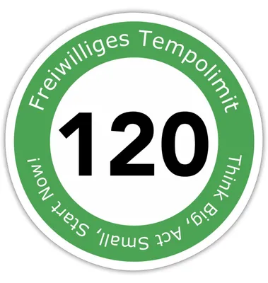 Produktbild von Spreadshirt Freiwilliges Tempolimit Von 120 Sticker Aufkleber, 10 x 10 cm, Mattweiß