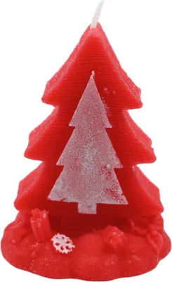 Produktbild von Weihnachtsbaum Kerze 9cm - Dekorative Tannenbaumkerze Rot oder Grün Tischdeko Festlich