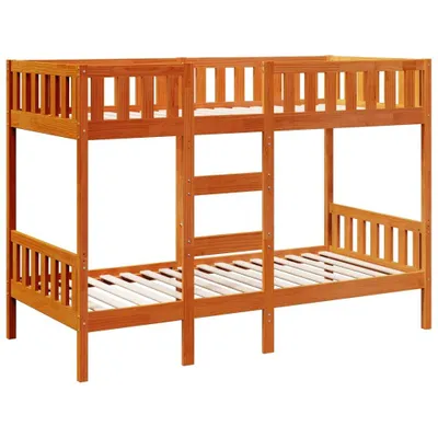 Obrázek produktu pro vidaXL Patrová postel vosk hnědá 90x200 cm z masivního borovicového dřeva