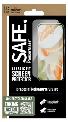 Obrázok produktu pre PanzerGlass SAFE. by ® Screen Protector Google Pixel 10 | 10 Pro | 9 | 9 Pro | Classic Fit, Google, Google - Pixel 10, Suché aplikovanie, Odolné proti poškriabaniu, Odolný proti nárazom, Priehľadná, 1 kusov