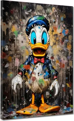 Produktbild von Comic Duck abstrakt Pop Art Leinwandbild Wandbild Kunstdruck XL Deko: 30x40x2cm