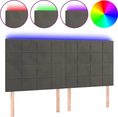 Produktbild von vidaXL LED Kopfteil Dunkelgrau 180x5x118/128 cm Samt