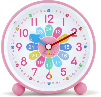 Produktbild von Kinderwecker ohne Ticken, Analoger Wecker, Kinder Lernwecker mit Nachtlicht und Snooze Funktion, Batteriebetriebener Analoger Quarzwecker, Rosa