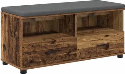 Zdjęcie produktu dla Ławka w przedpokoju z poduszką Stare drewno 100 x 38 x 46 cm