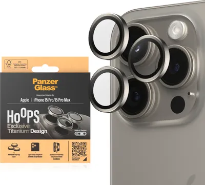Immagine prodotto di PanzerGlass ® Hoops® Titanium Camera Lens Protector Natural iPhone 15 Pro | 15 Pro Max