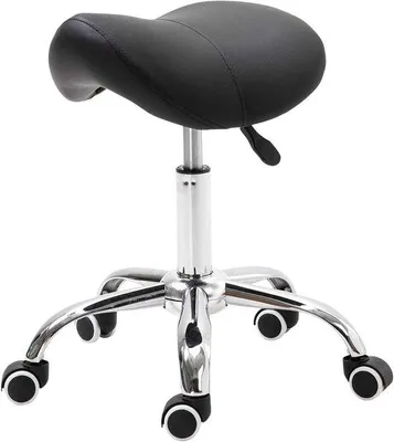 Productafbeelding van Zadelkruk - Rolstoel Werkkruk - Comfortabel Werken - In Hoogte Verstelbaar - 52 x 53 cm - Zwart