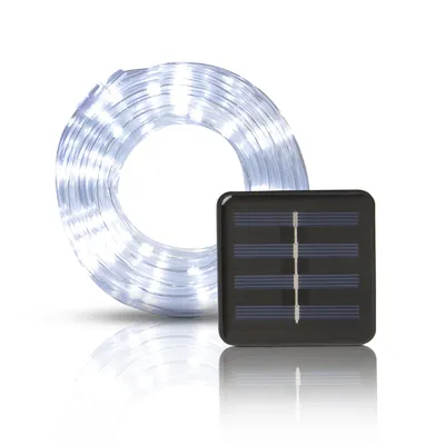 Immagine prodotto di Fata solare, 5 m incl. sensore crepuscolare, 50 LED bianco freddo con 2 modalità, per uso interno ed esterno, resistente agli spruzzi IP44