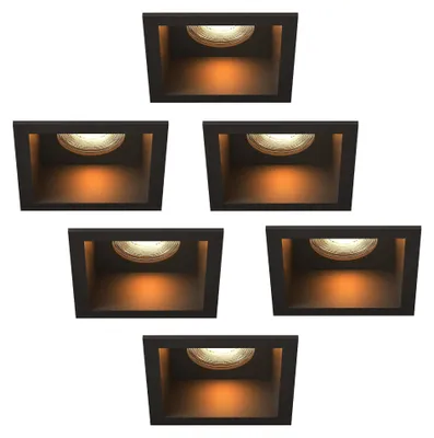 Image de Ledvion lot de 6 spot encastrable LED carre noir 3W blanc chaud