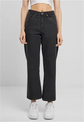 Obrázek produktu pro Dámské kalhoty Urban Classics Ladies Cropped Straight Leg Denim Pants black washed - 27