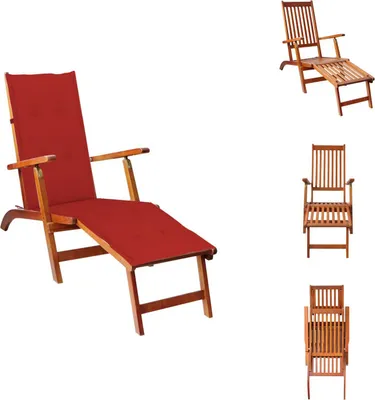 Image de vidaXL Chaise longue avec repose-pieds et support en bois massif d'acacia - Bains de soleil