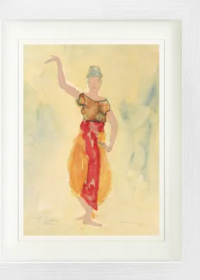 Obrázok produktu pre Auguste Rodin Zarámovaný obraz s elegantným paspartou | Obrazy na stenu | V ráme - Tanečnica z Kambodže, 1906 (40 x 30 cm)