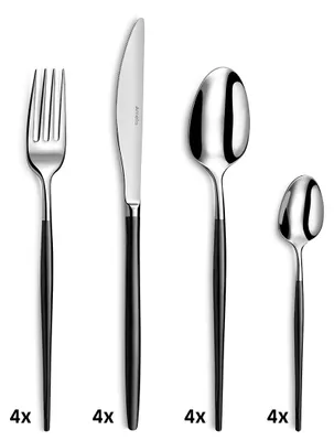 Produktbild von Amefa 16-tlg. Besteckset SOPRANO 16-teilig schwarz hochglanzpoliert