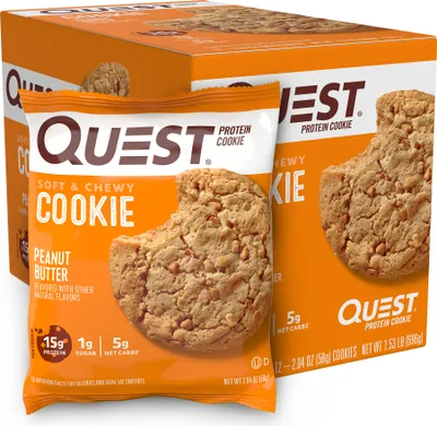 Produktbild von Quest Nutrition Protein Cookie (12x59g) Peanut Butter - Funktionelle Lebensmittel - Eiweiß-Snacks