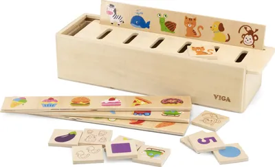 Obrázek produktu pro VIGA Dřevěný Vzdělávací Třídič Hra Zvířátka Ovoce Zelenina Montessori