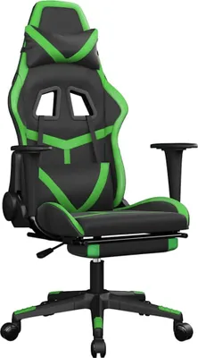Produktbild von vidaXL Gaming-Stuhl mit Massage & Fußstütze Schwarz & Grün Kunstleder