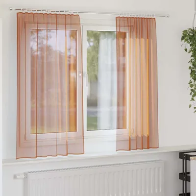 Image de Rideaux en voile avec passants 2 pcs. Rouge terracotta 140x140 cm, Rideaux et voilages DesignMöbel