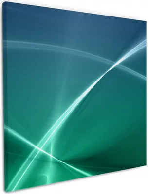 Produktbild von Wallario Premium Leinwandbild Abstrakte Formen und Linien in blau grün türkis in Größe 50 x 50 cm
