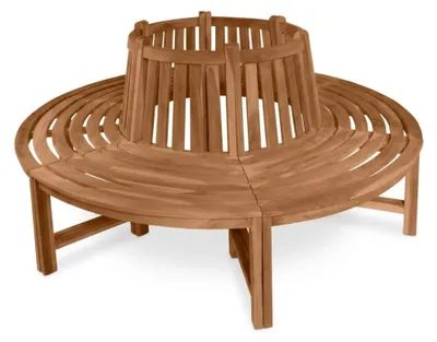 Produktbild von Premium Baumbank Timo rund 180 cm, 360° Rundbank um den Baum aus Teakholz massiv, wetterfeste Gartenbank für bis zu 8 Personen, Holzbank rund für Garten und Terrasse