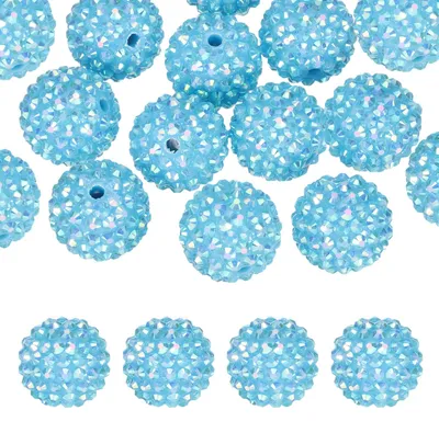 20 Strass-Harz-Perlen 20 mm, Hellblau AB, DIY-Basteln
