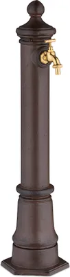 Produktbild von Relaxdays Standbrunnen antik, mit Wasserhahn, HBT: 80x18x20,5 cm, Wasserzapfsäule Garten, Terrasse, Zierbrunnen, braun