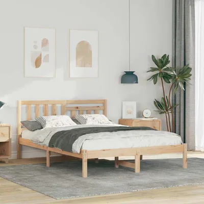 Obrázok produktu pre Maison Exclusive – posteľový rám s čelom, hnedý, 140 x 190 cm, masívne borovicové drevo