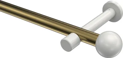 Produktbild von Interdeco Gardinenstange / Vorhangstange Messing Antik / Weiß, Typ Prestige Luino (Kugel) ohne Ringe, 20 mm Ø 1-läufig, 600 cm