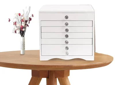 Image de Boîte à bijoux, organisateur de rangement élégant, design à 7 compartiments, style simple