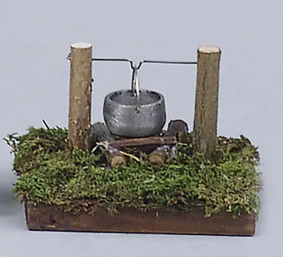 Produktbild von Lagerfeuer mit Kessel, 3,5V für Krippen- und Modellbau