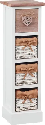Produktbild von Schubladenkommode FLOWER Schubladenregal Standregal in weiß/braun mit 1 Schublade und 3 Körben