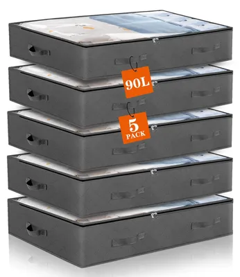 Aufbewahrungstaschen 5er-Set, 90 l, faltbar, mit Reißverschluss