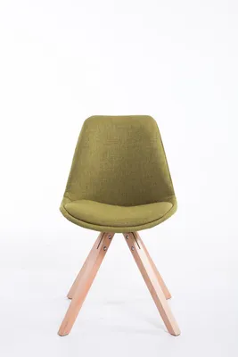 Productafbeelding van CLP bezoekersstoel Toulouse, bekleding: stof, vierkant model, met zitkussen en hoekige houten poten, groene bekleding, naturel frame