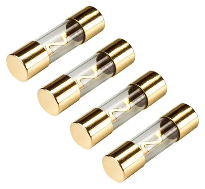 AGU-Glassicherung 50A, 10x38mm, vergoldet, 4 Stück