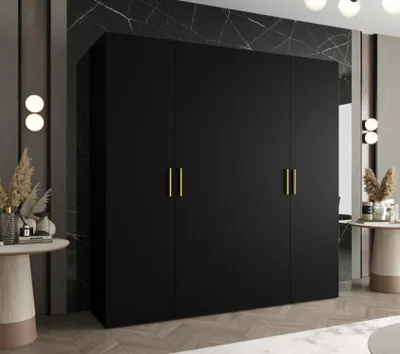 Obrázek produktu pro Prostorná šatní skříň HELMA 1 200 cm - černá / zlaté úchyty