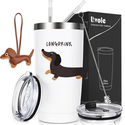 Produktbild von Thermobecher Dackel Motiv 600ml Edelstahl mit Spruch für Kaffee & Longdrinks