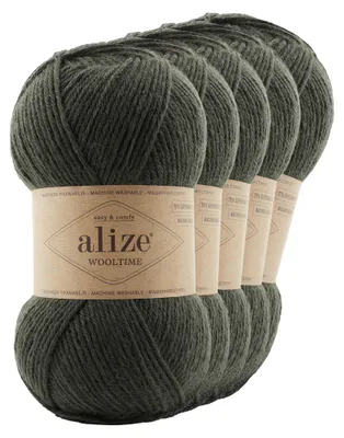 5 x 100g Sockenwolle Alize Wooltime 75% Wolle OEKO-Tex 100 Strickgarn Häkelgarn Farbwahl 873 tannengrün