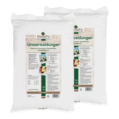 Produktbild von HaGaFe Universaldünger, 2 x 10kg, organisch - mineralischer Gartendünger, Rasendünger, Gemüsedünger, Tomatendünger, hoher organischer Anteil