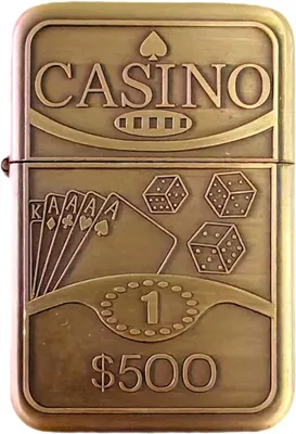 Mechanisches Feuerzeug Casino $500 Poker, Metall, Bronze, nachfüllbar