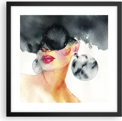 Produktbild von Gerahmtes Poster - Schwarzer Rahmen - Aquarell Modell Brille - 40x40 cm - Wand Bild - Wanddeko - Wandbilder - Kunstposter - Wandposter - Bilderrahmen - Bilder - Kunstdruck - P2BAC40x40-4678