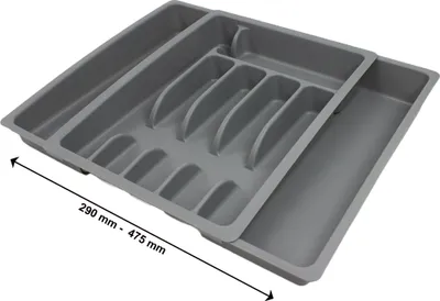Produktbild von Besteckkasten verstellbar ausziehbar Wohnwagen Wohnmobil Camping Caravan Boot grau