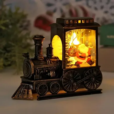 Produktbild von LED-Nachtlicht im Zugdesign, 13,4 cm, batteriebetrieben, tragbare Vintage-Dekoration für Weihnachten und Partys - Weihnachtsmann
