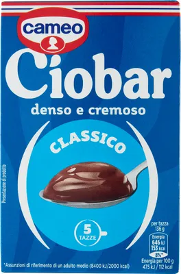 The image shows the front of a product box for Ciobar Classico, a chocolate drink mix.