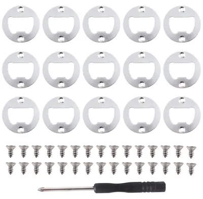 Flesopener-Einsätze, 15 Stück, Eisen, silber, mit Schrauben