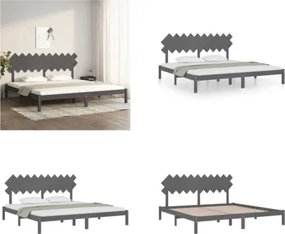 Zdjęcie produktu dla vidaXL Łóżko z litego drewna szare 200x200 cm - rama łóżka - łóżko - łóżko drewniane